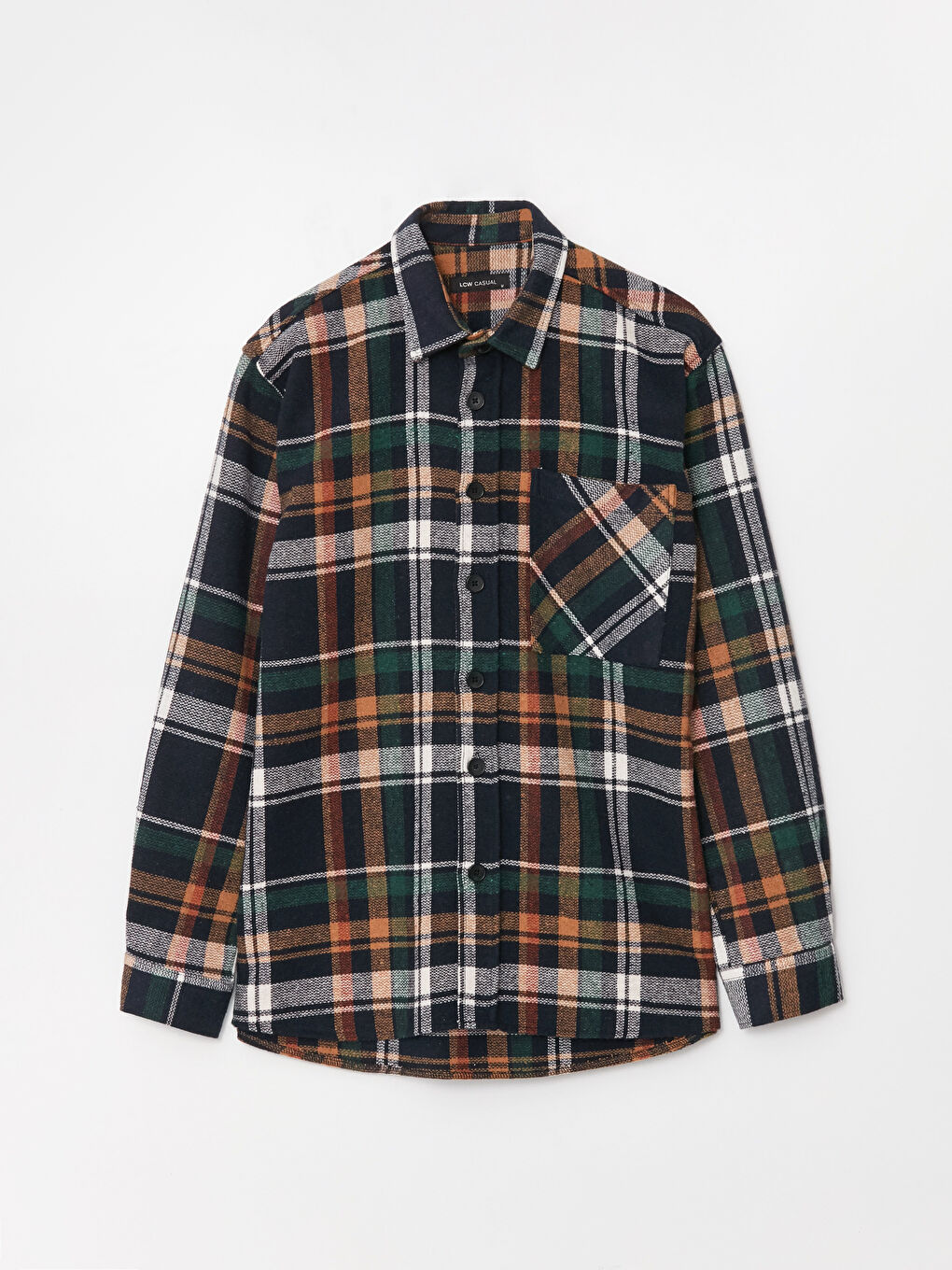 Turuncu Rahat Kalıp Uzun Kollu Ekose Erkek Oduncu Gömlek Ceket-5