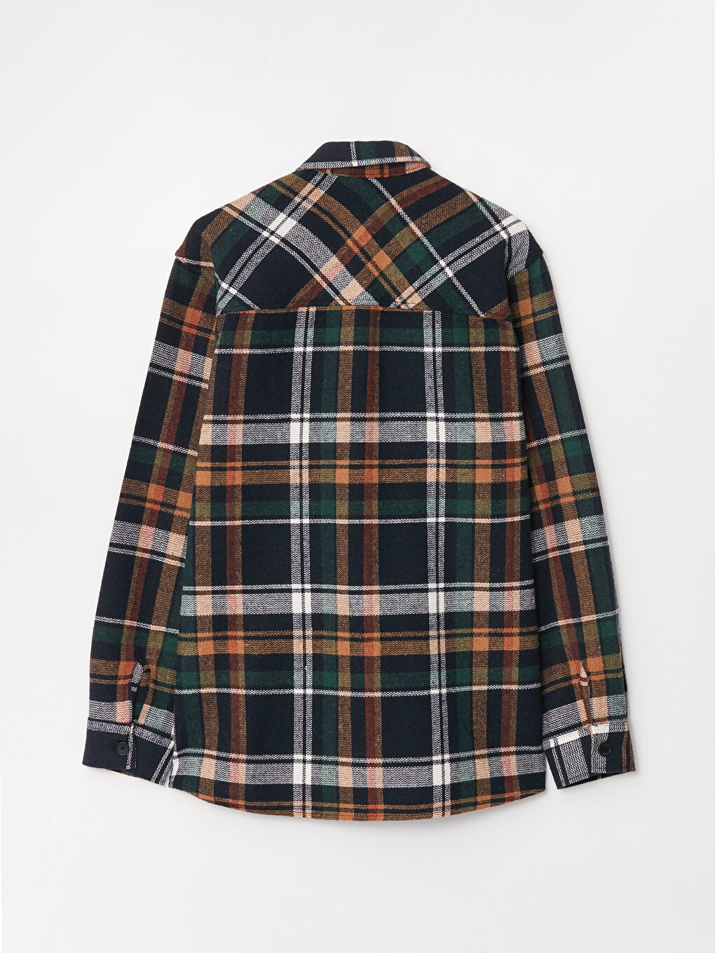 Turuncu Rahat Kalıp Uzun Kollu Ekose Erkek Oduncu Gömlek Ceket-6