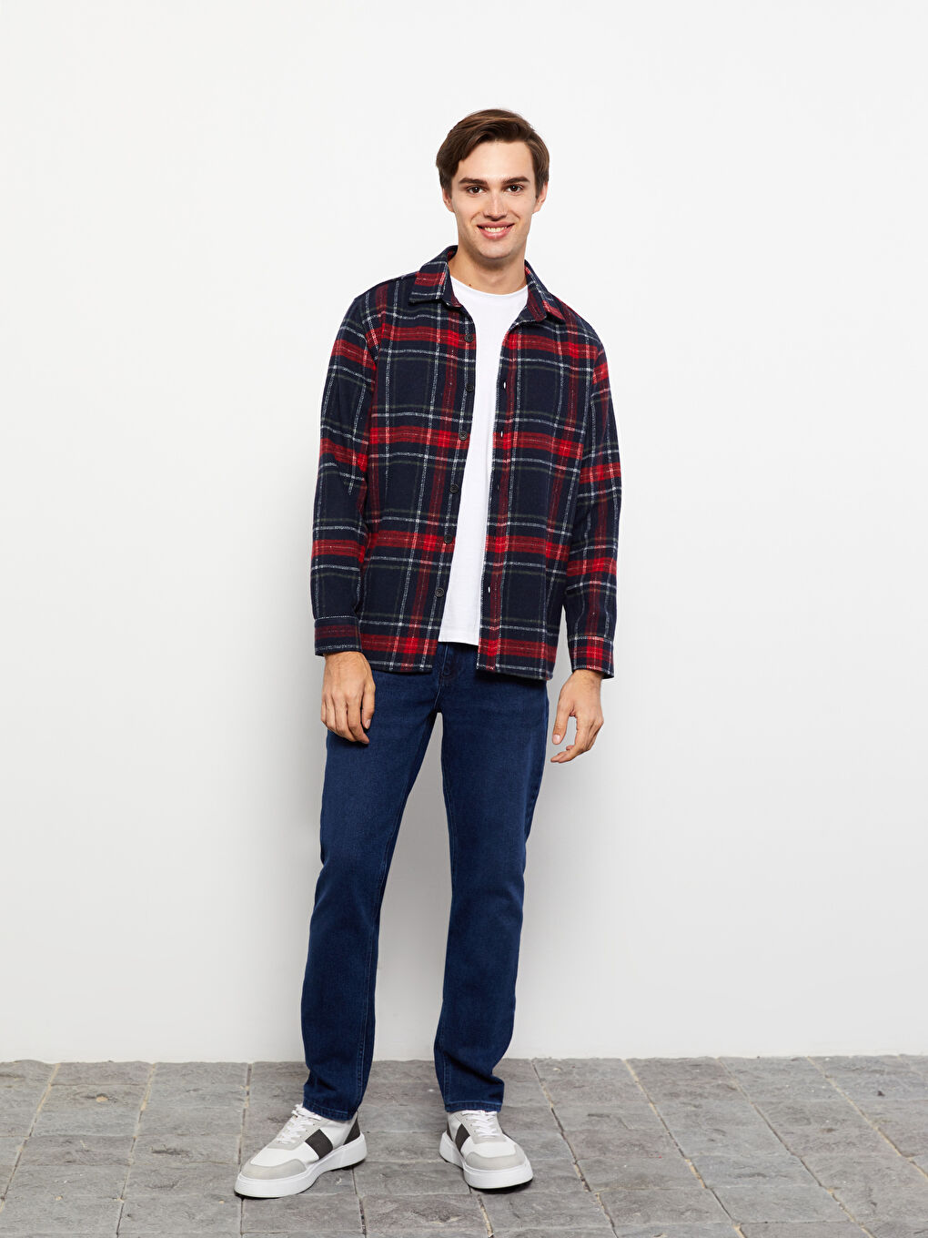 Kırmızı Regular Fit Uzun Kollu Ekose Erkek Oduncu Gömlek-2