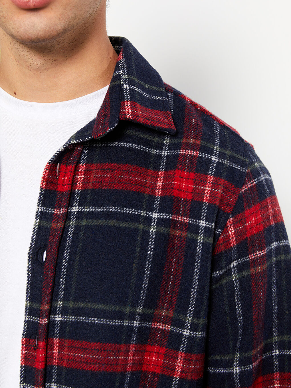 Kırmızı Regular Fit Uzun Kollu Ekose Erkek Oduncu Gömlek-3