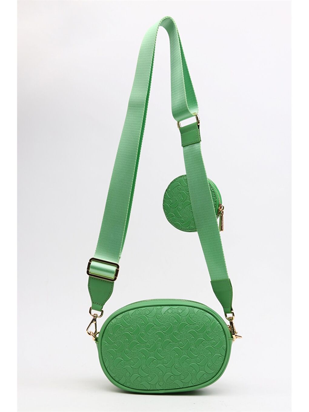 Yeşil Desenli Cüzdan Detaylı Kadın Çapraz Çanta-2