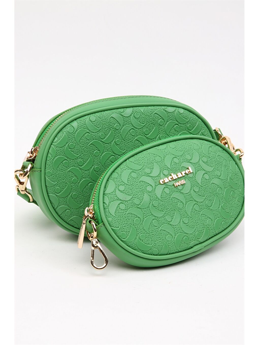 Yeşil Desenli Cüzdan Detaylı Kadın Çapraz Çanta