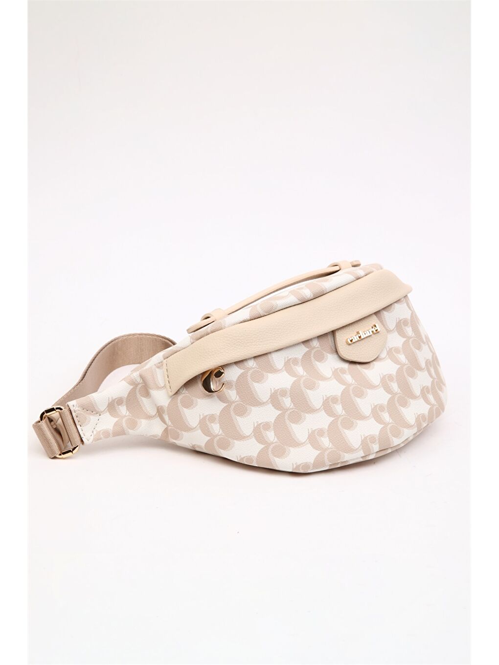 Bej Desenli Kadın Bel Çantası