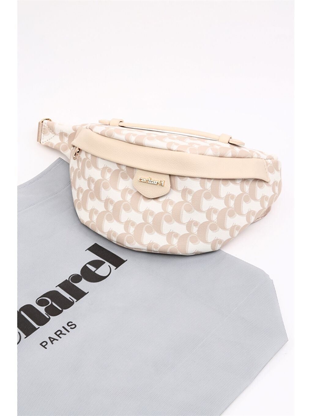 Bej Desenli Kadın Bel Çantası-1
