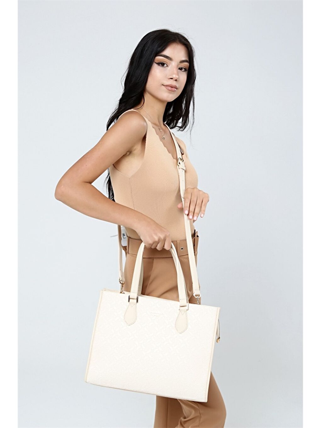 Bej Desenli Kadın El Çantası-3