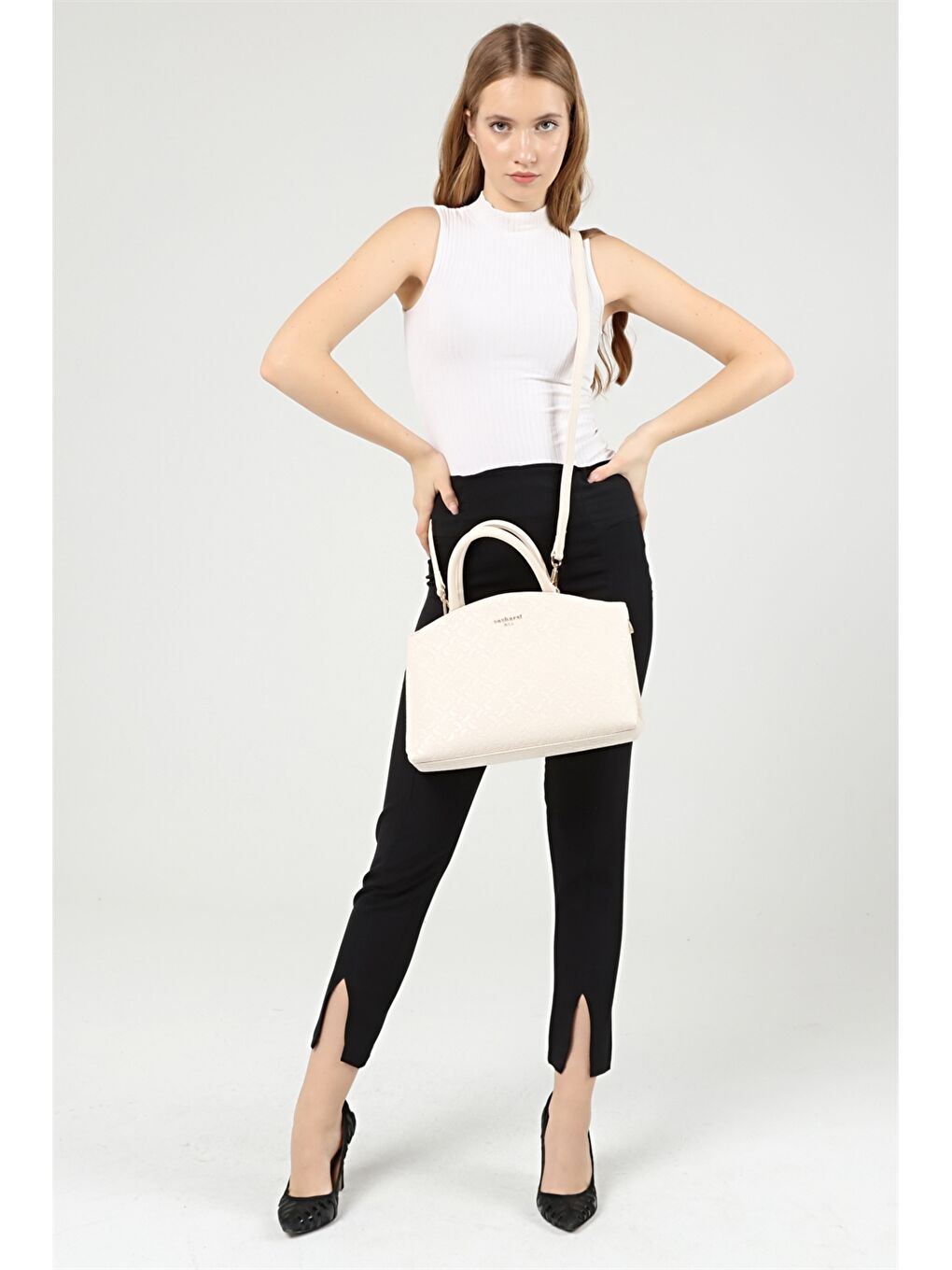 Bej Desenli Kadın El Çantası-2