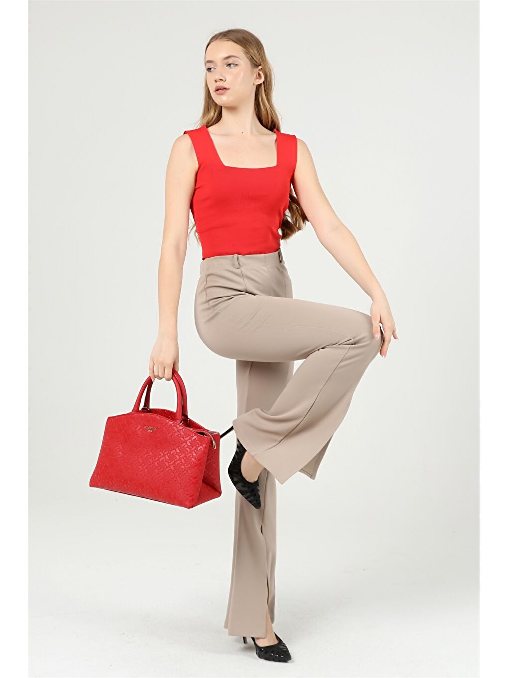 Kırmızı Desenli Kadın El Çantası-1