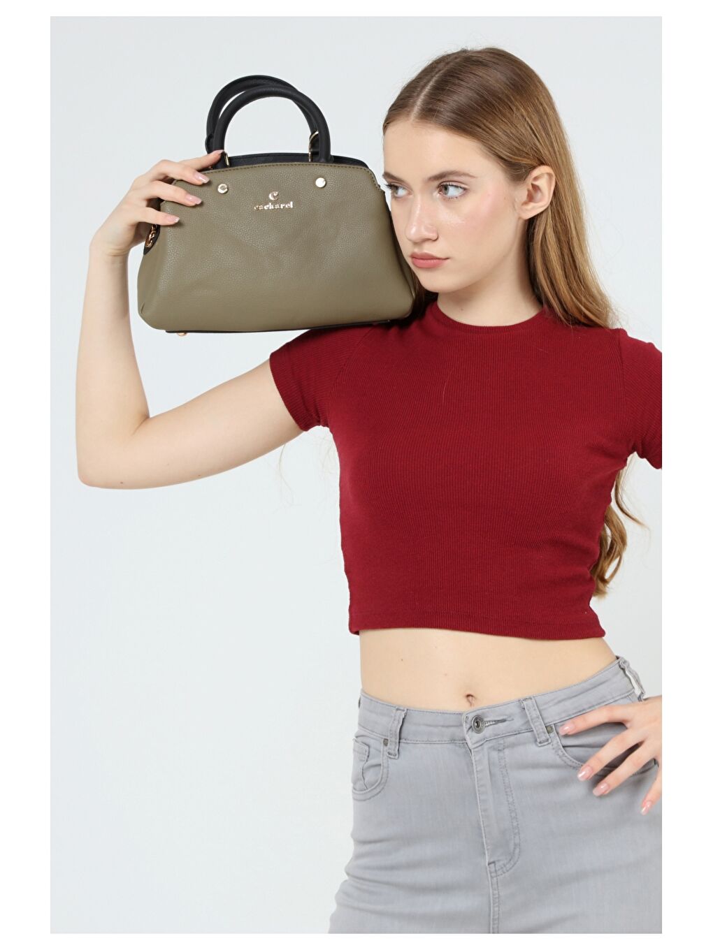 Haki Desenli Kadın El Çantası-4