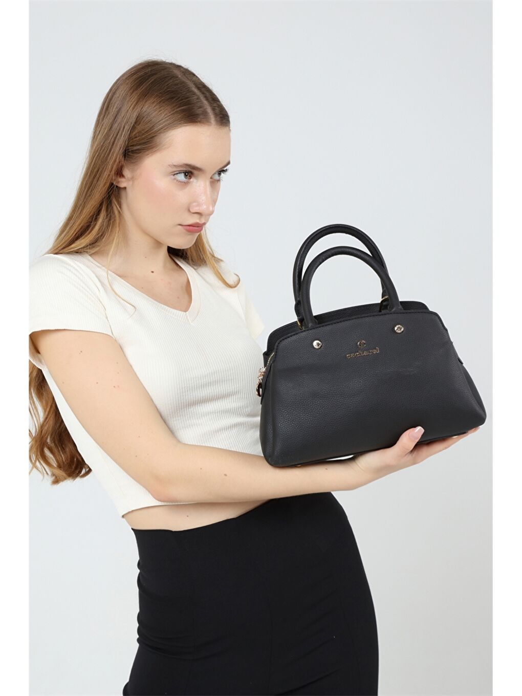 Siyah Desenli Kadın El Çantası