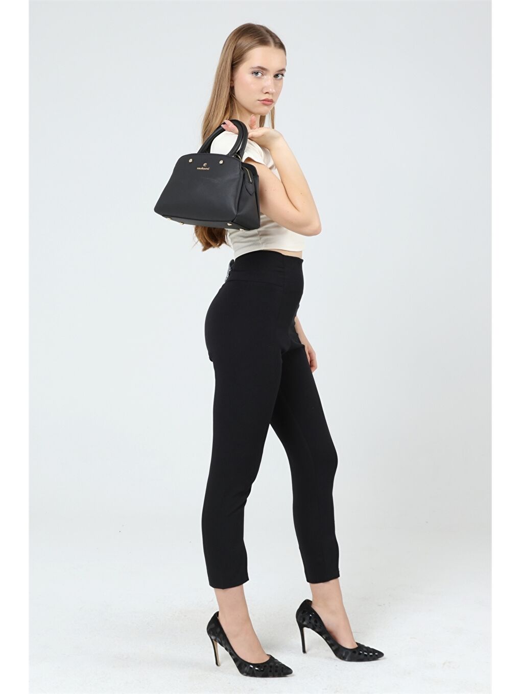 Siyah Desenli Kadın El Çantası-1