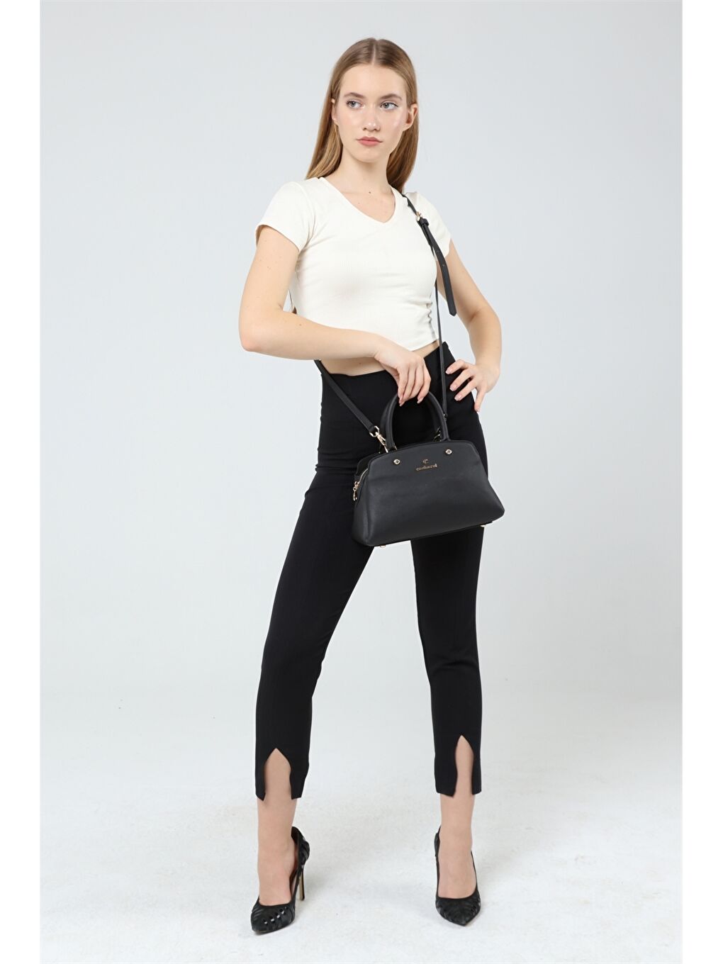 Siyah Desenli Kadın El Çantası-2