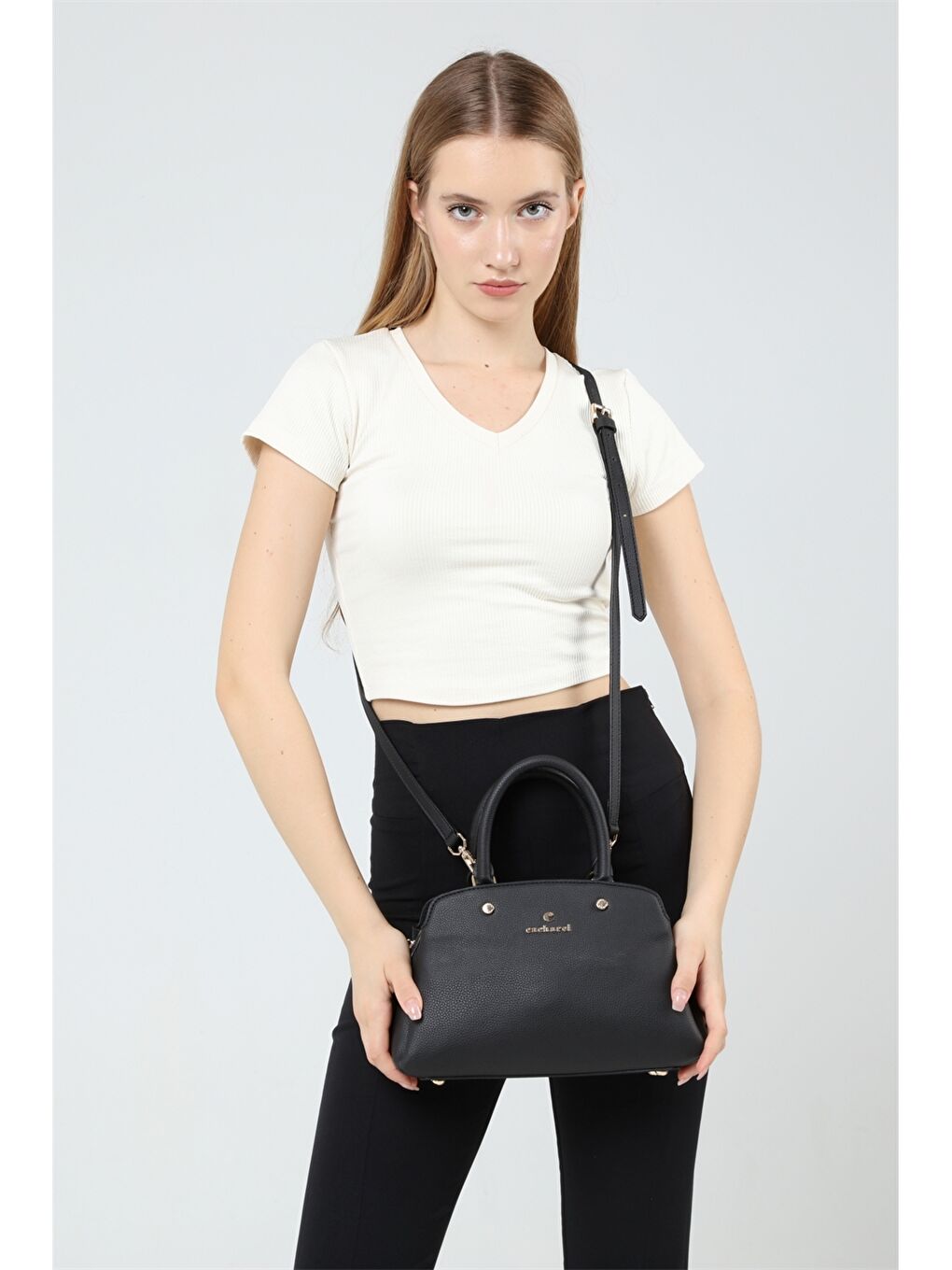 Siyah Desenli Kadın El Çantası-3