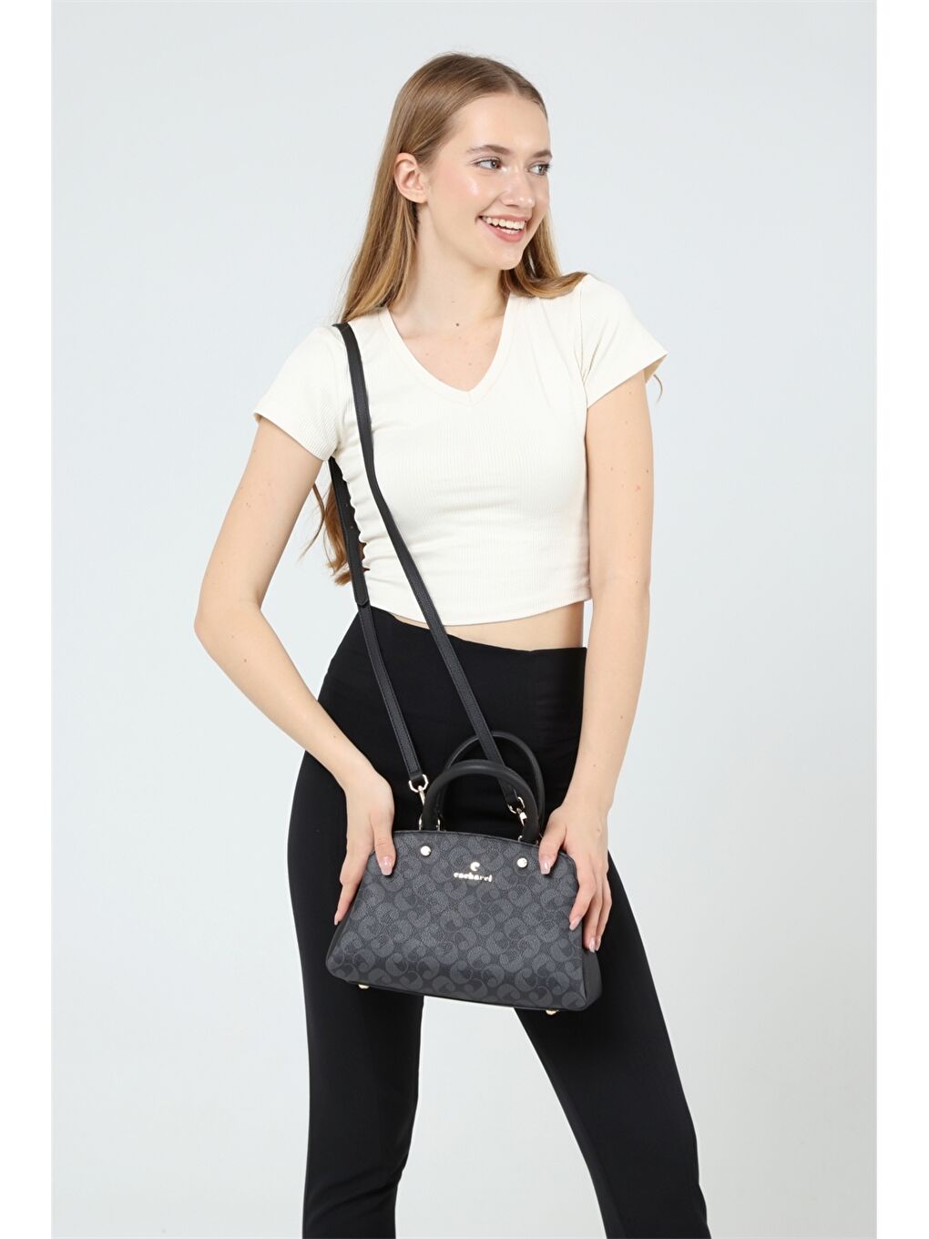 Siyah Desenli Kadın El Çantası-1