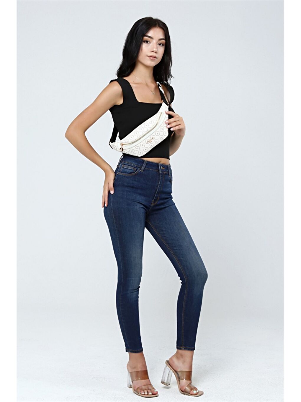 Bej Desenli Kadın Bel Çantası-1