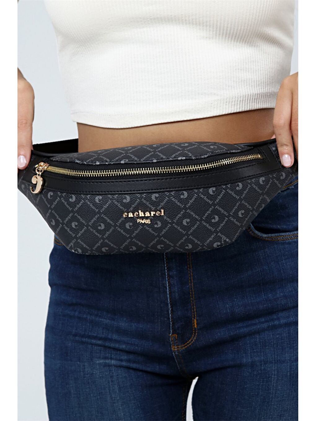 Siyah Desenli Kadın Bel Çantası-2