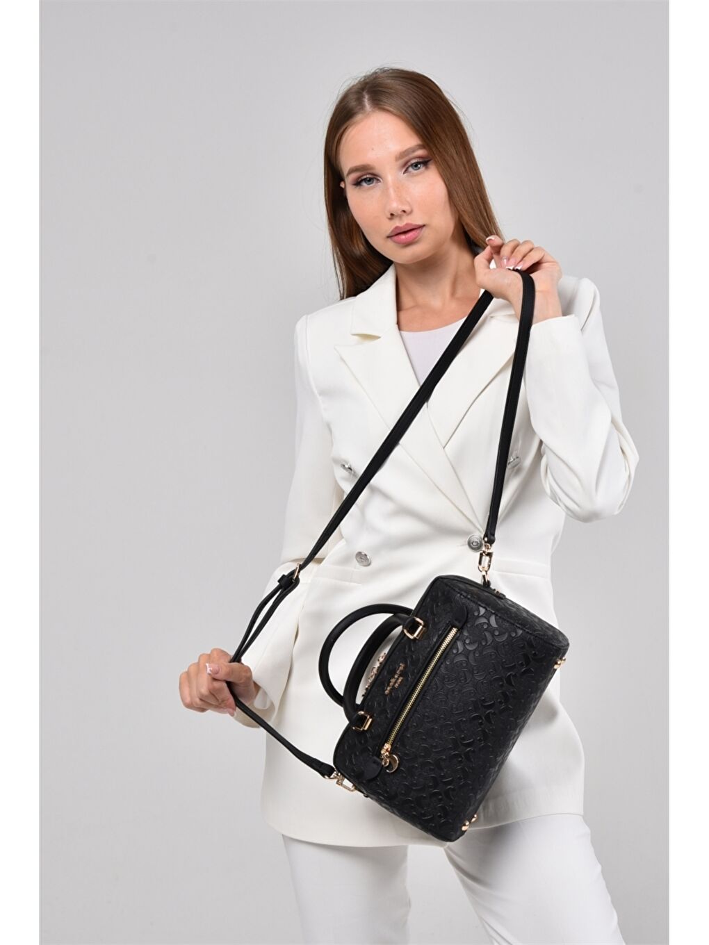 Siyah Desenli Kadın El Çantası-5