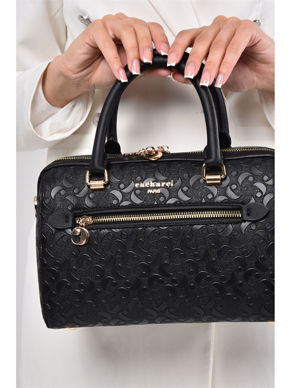 Siyah Desenli Kadın El Çantası-1