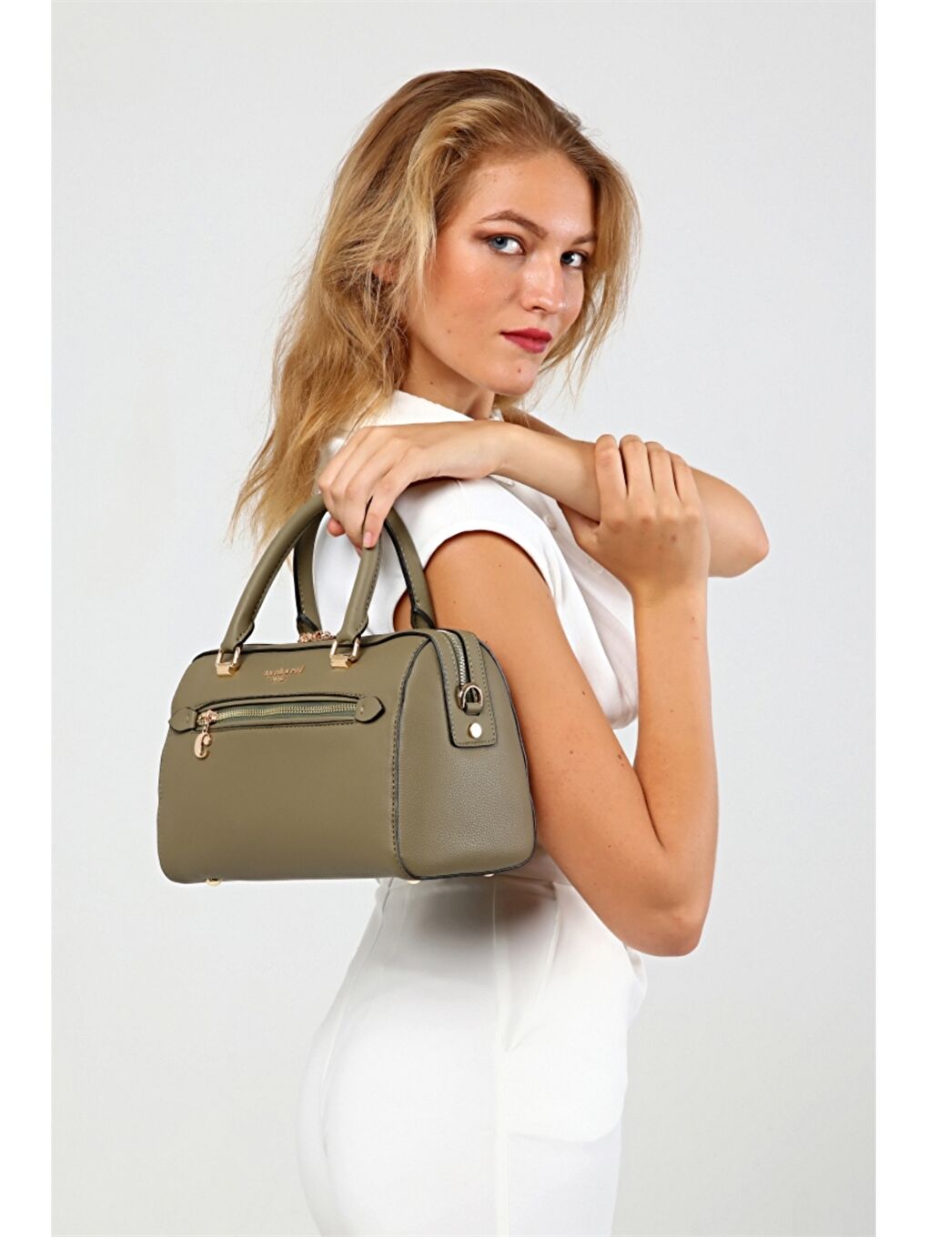 Yeşil Kadın Düz El Çantası-1