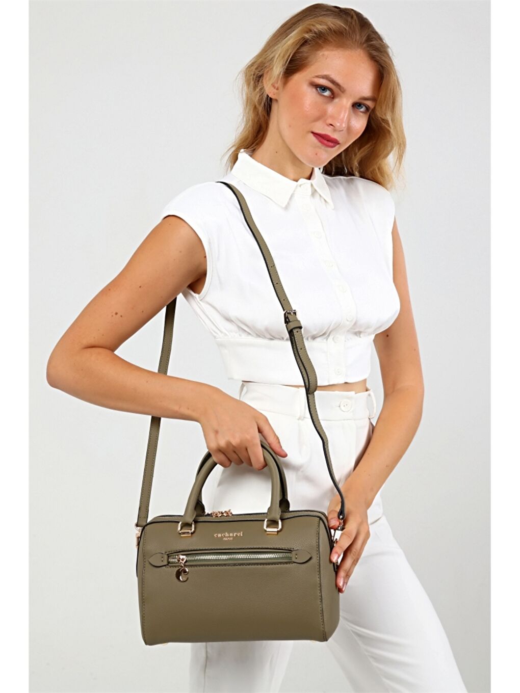 Yeşil Kadın Düz El Çantası-2