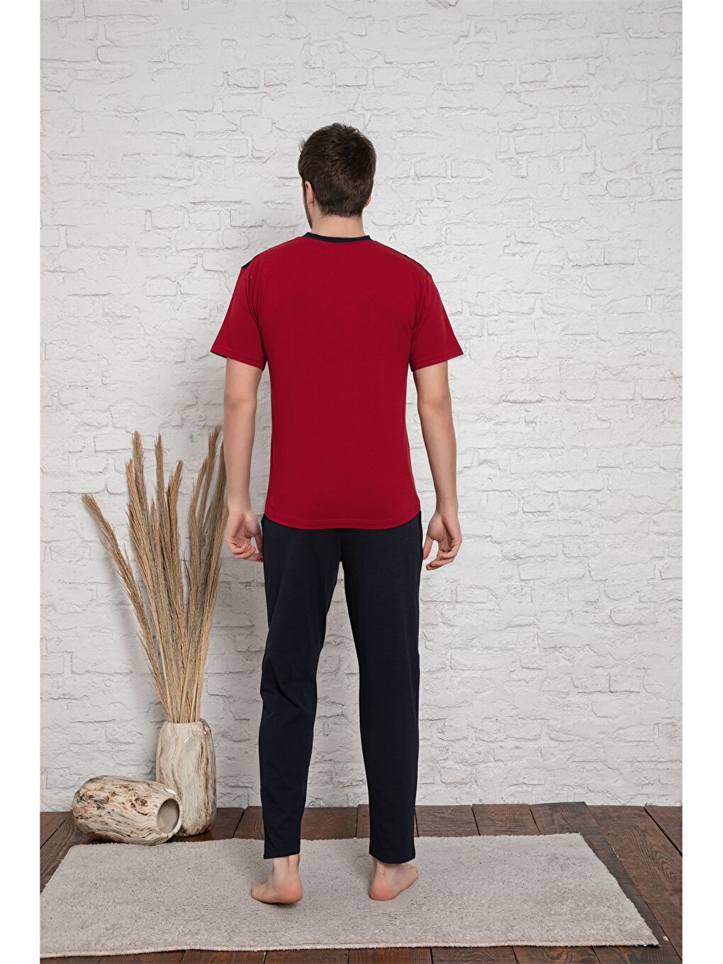 Kırmızı Standart Kalıp Erkek Pijama Takımı-1