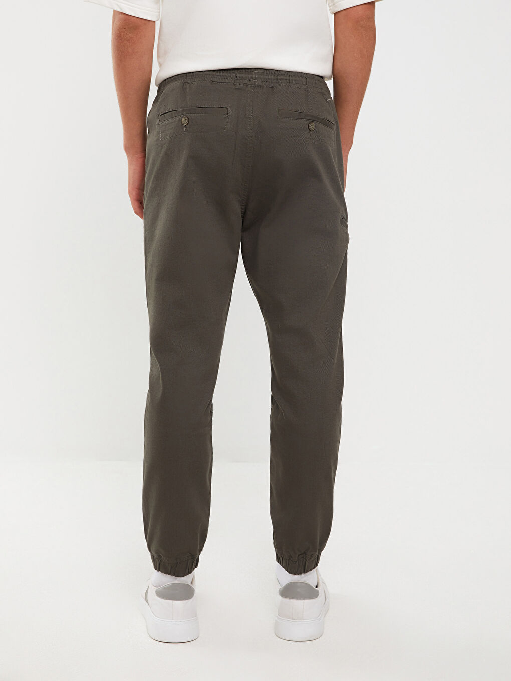 Haki Standart Kalıp Gabardin Erkek Jogger Pantolon-4