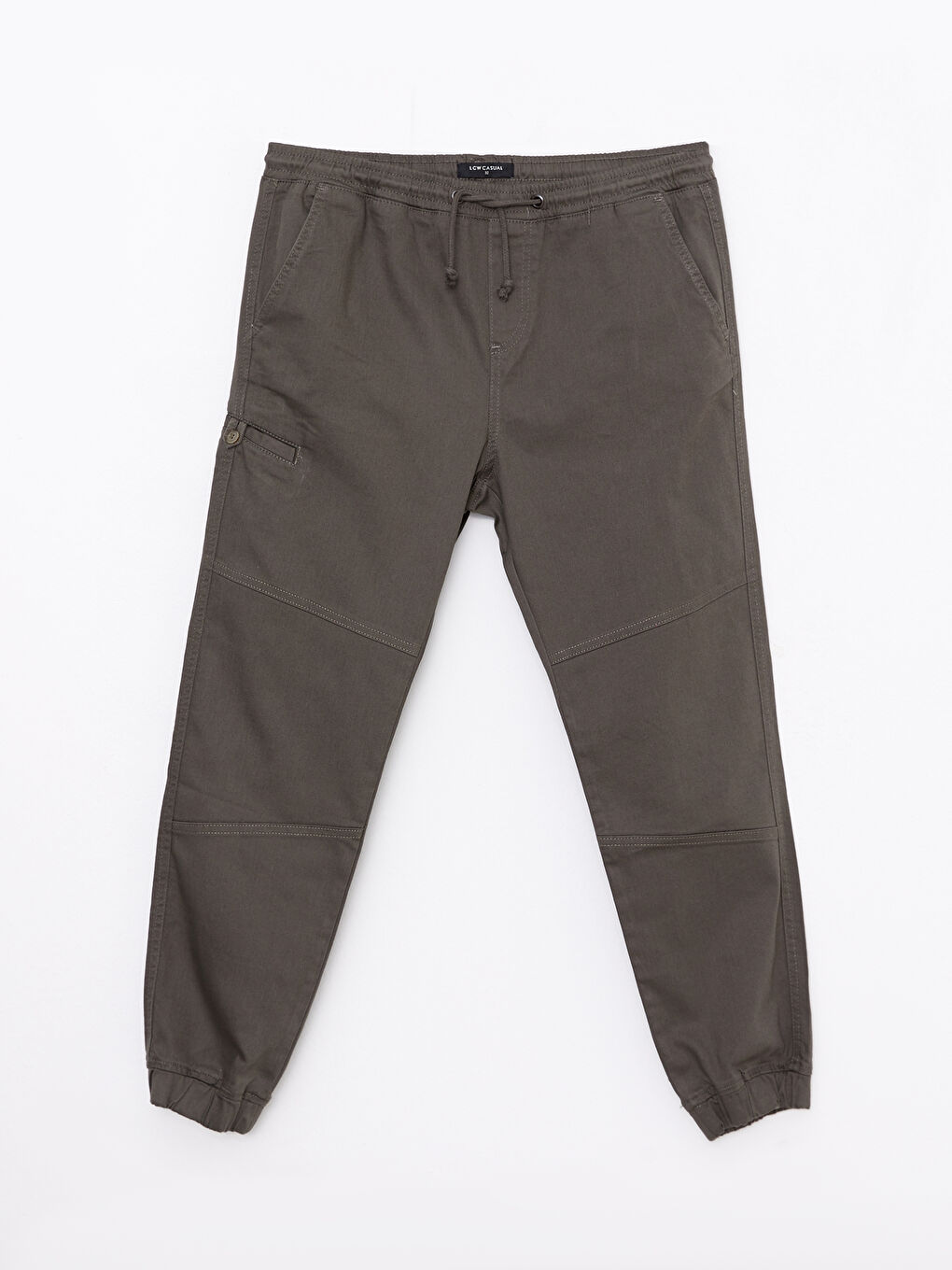 Haki Standart Kalıp Gabardin Erkek Jogger Pantolon-5