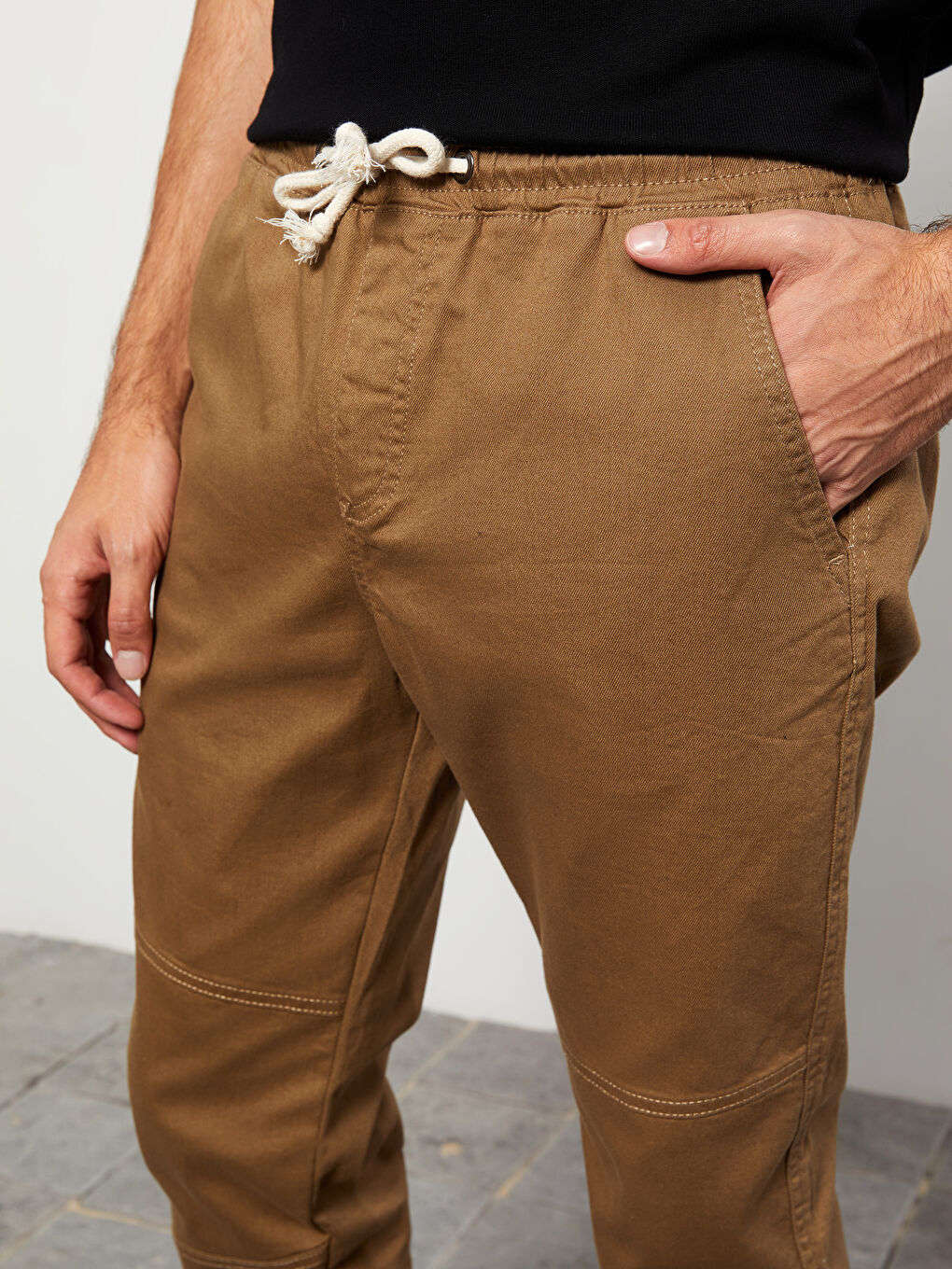 Standard Fit Gabardine Men's Jogger Trousers-4