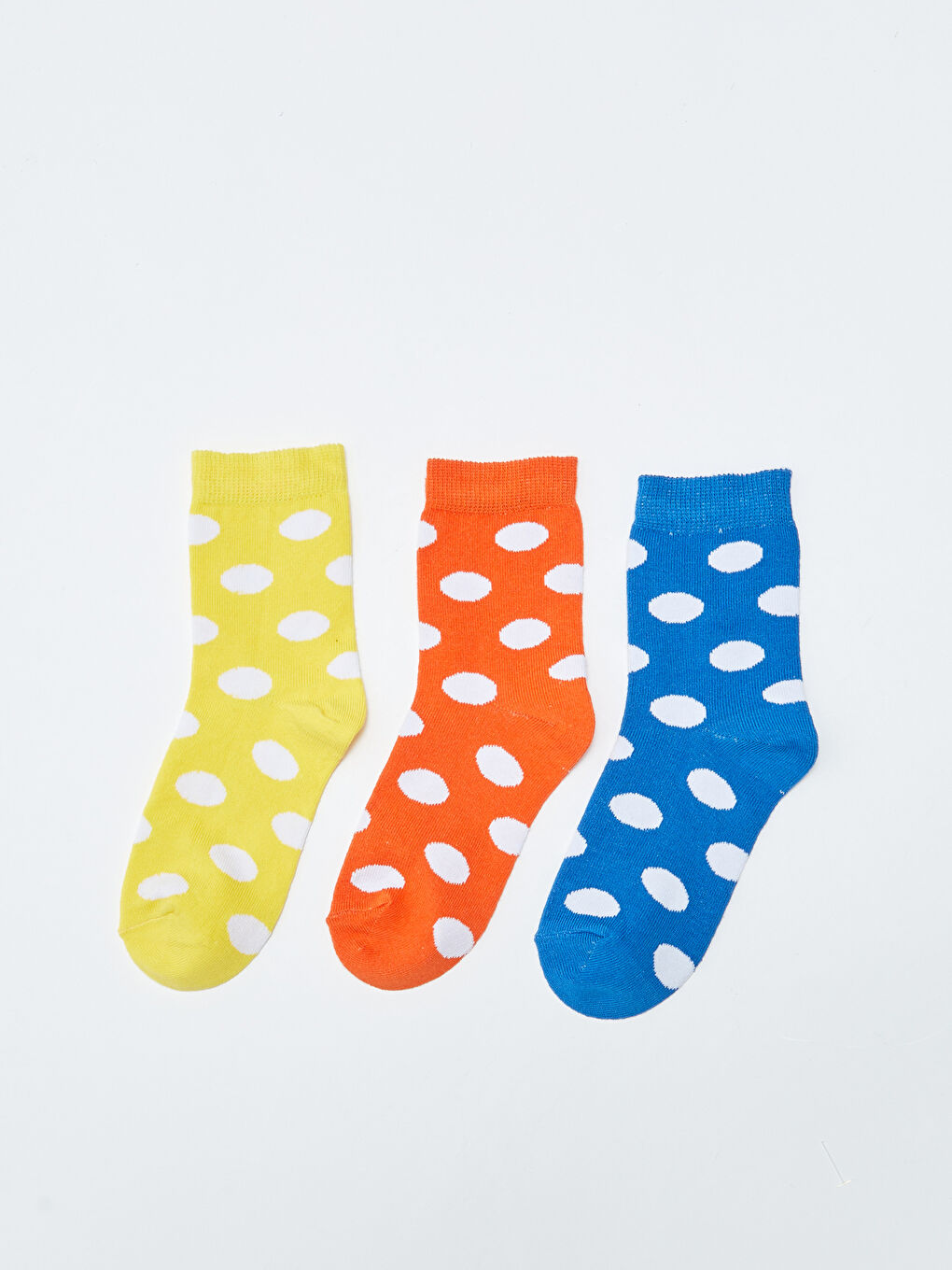 Sarı Puantiyeli Kız Çocuk Soket Çorap 3'lü-1