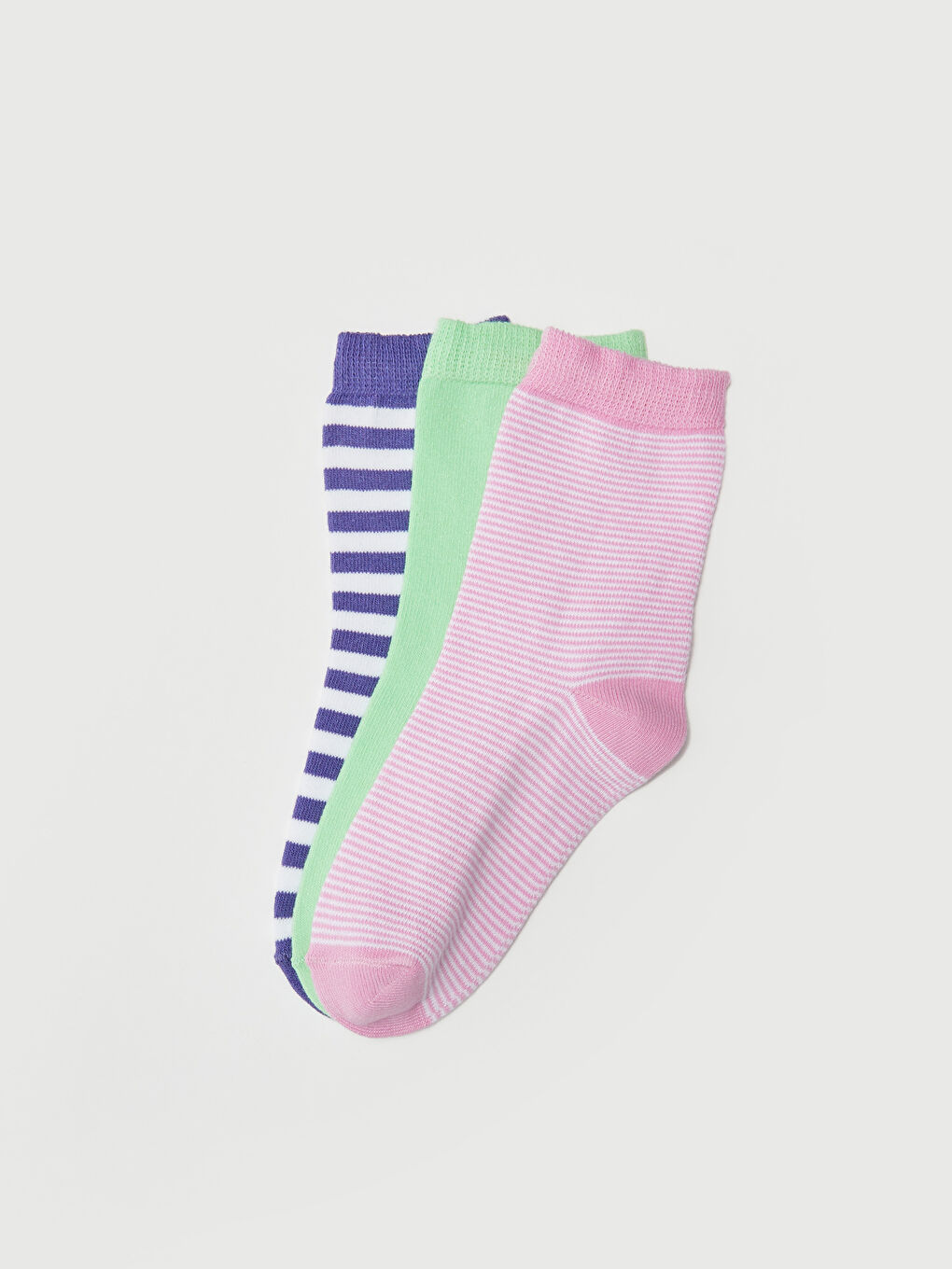 Pembe Çizgili Kız Çocuk Soket Çorap 3'lü-1
