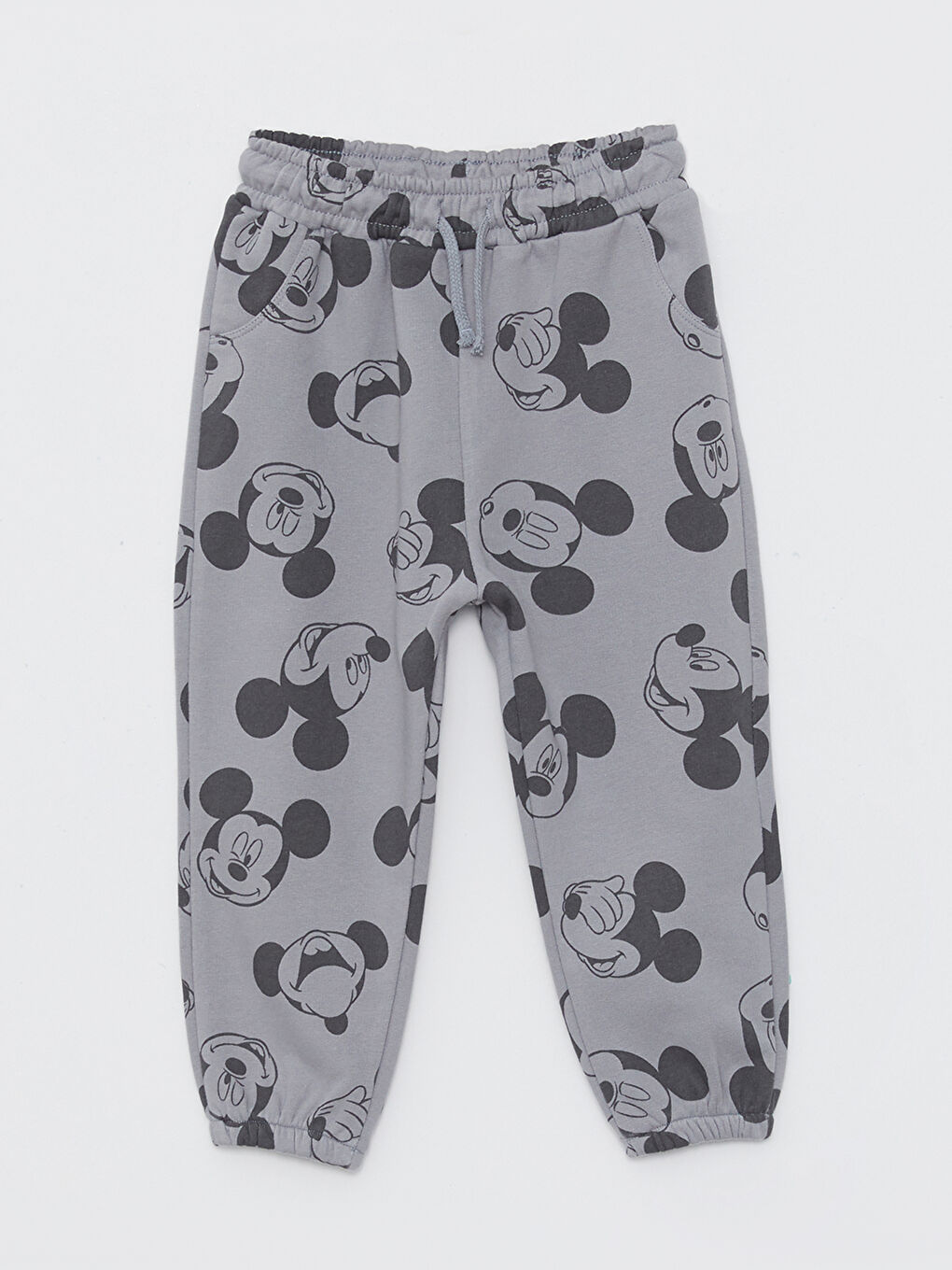 Gri Bisiklet Yaka Uzun Kollu Mickey Mouse Baskılı Erkek Bebek Sweatshirt ve Eşofman Alt 2'li Takım-2