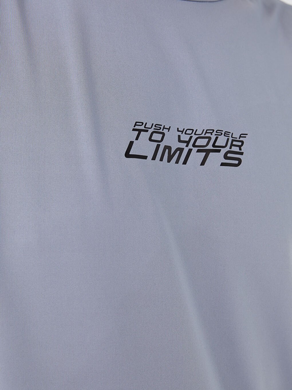 Gri Bisiklet Yaka Baskılı Erkek Kolsuz Tişört-3