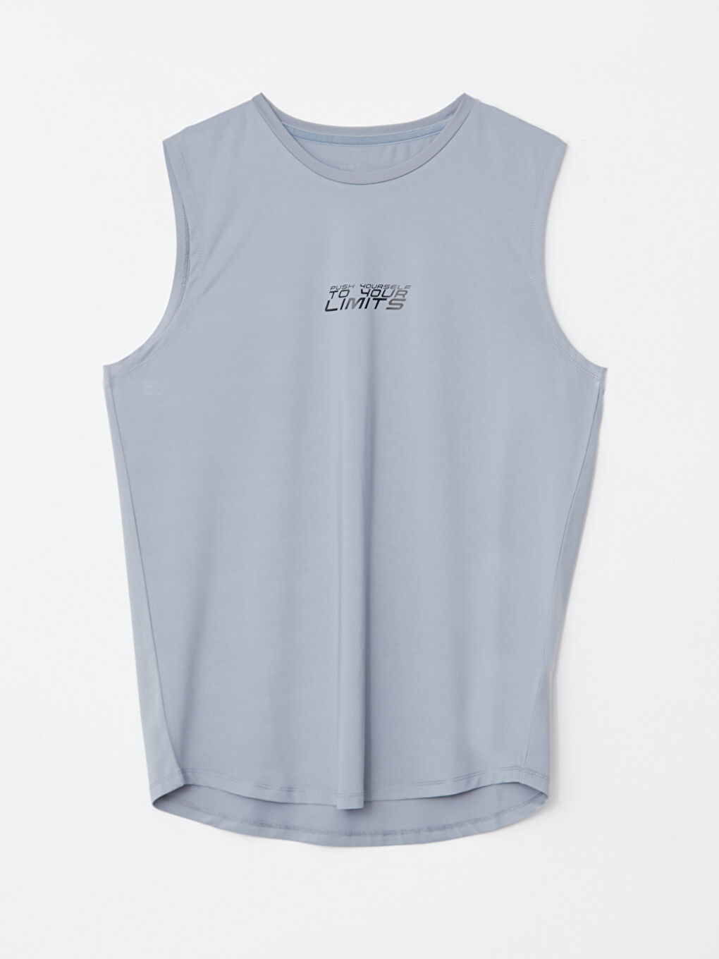 Gri Bisiklet Yaka Baskılı Erkek Kolsuz Tişört-5