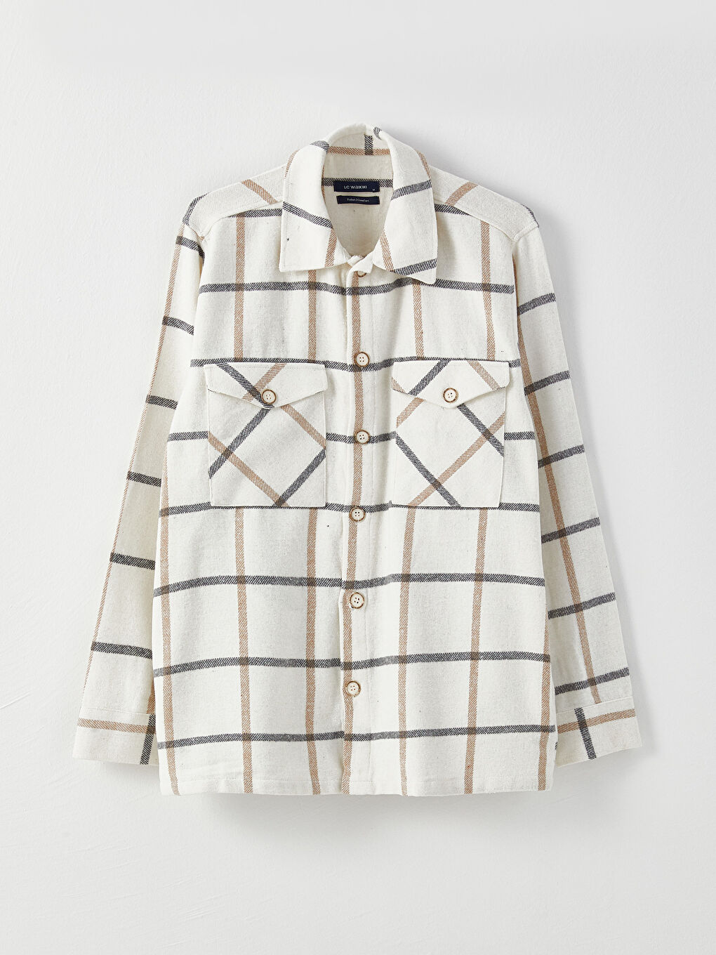 LCW ECO Regular Fit Long Sleeve Plaid Gabardine Men's Shirt -W2IT81Z8-LLX
