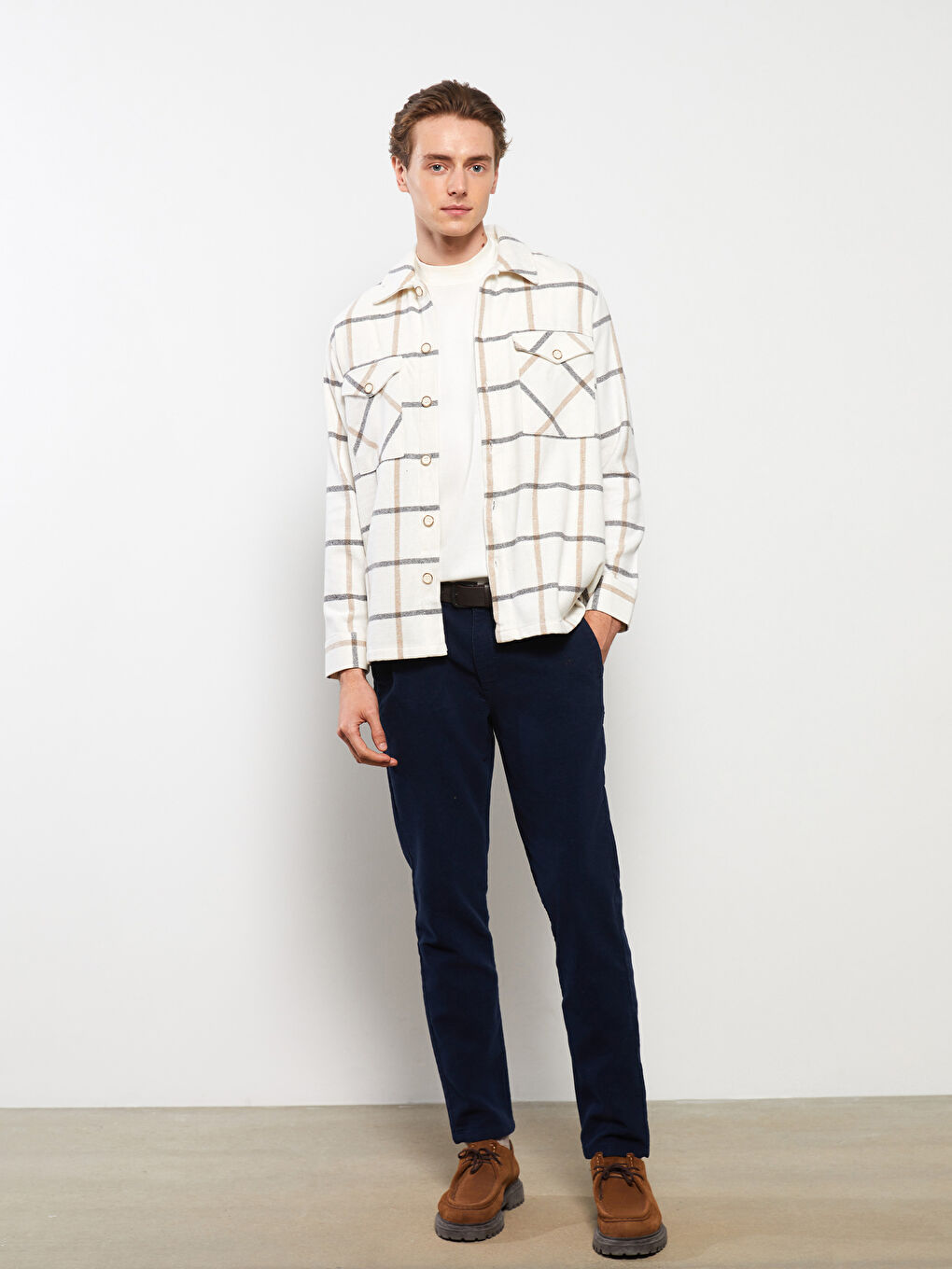 LCW ECO Regular Fit Long Sleeve Plaid Gabardine Men's Shirt -W2IT81Z8-LLX