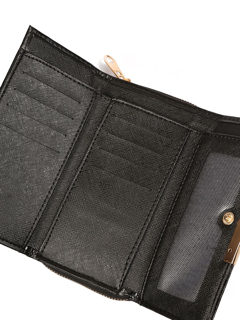 Siyah Deri Görünümlü Kadın Cüzdan-4