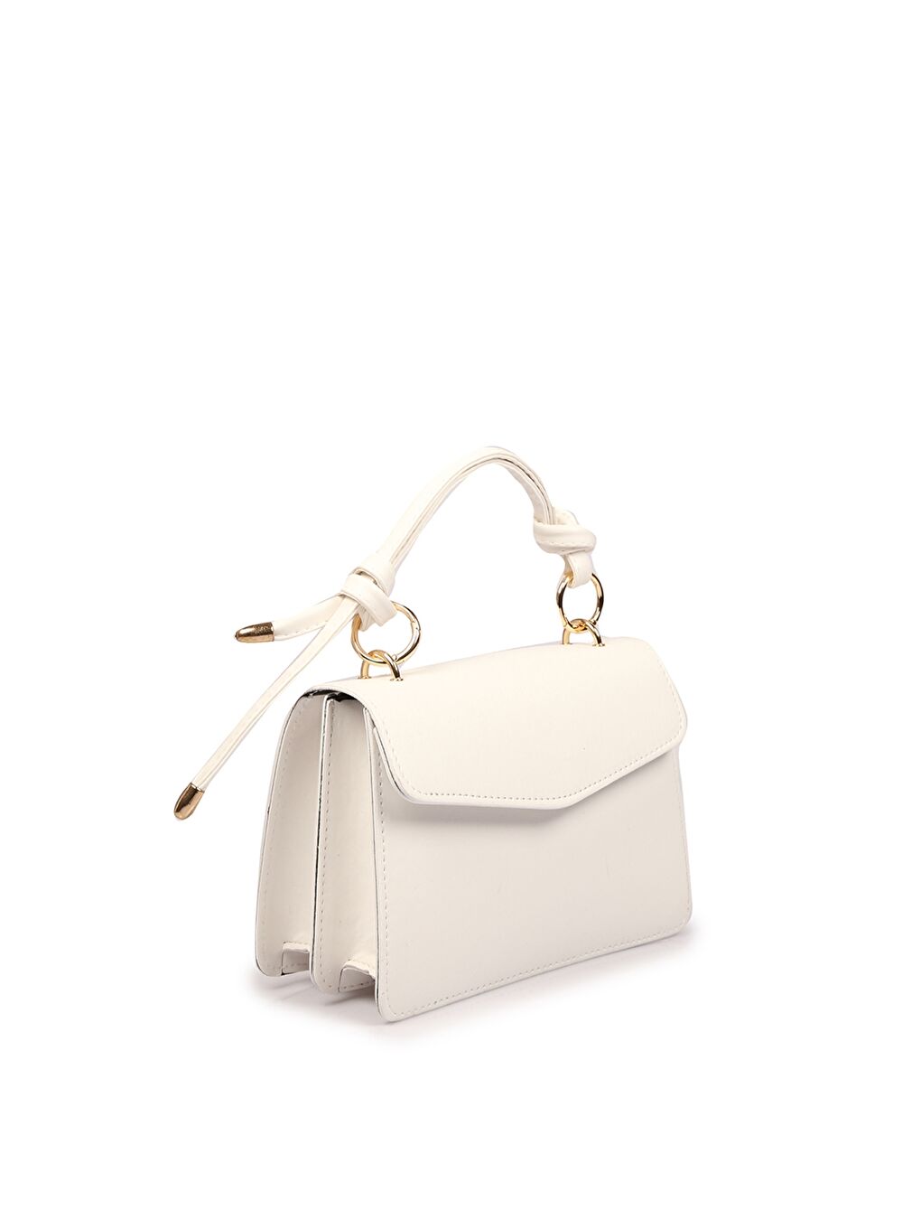 Beyaz Deri Görünümlü Kadın El Çantası