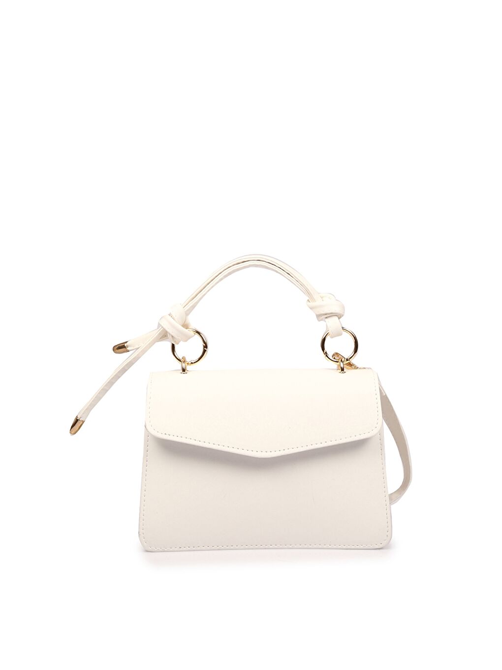 Beyaz Deri Görünümlü Kadın El Çantası-1