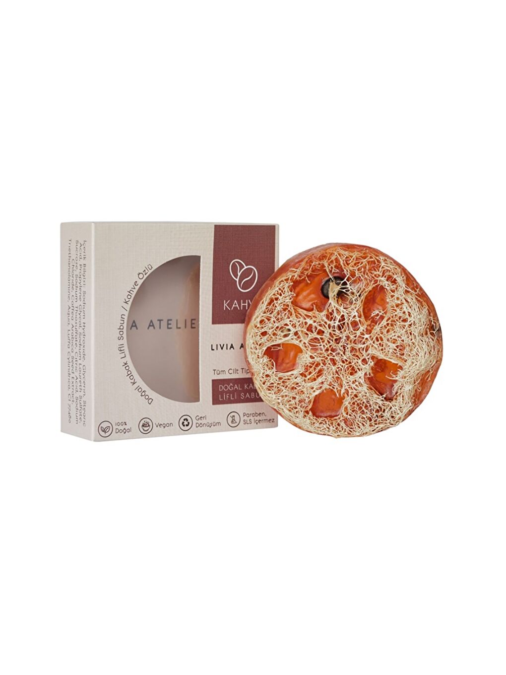 Livia Atelier Kahve Özlü Doğal Kabak Lifli Sabun - 2