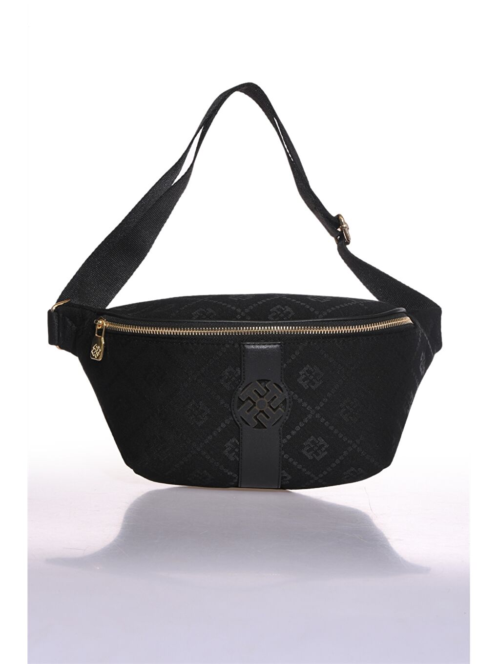 Siyah Desenli Kadın Bel Çantası