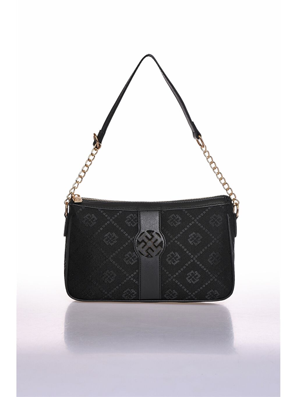 Siyah Desenli Kadın Baget Çanta