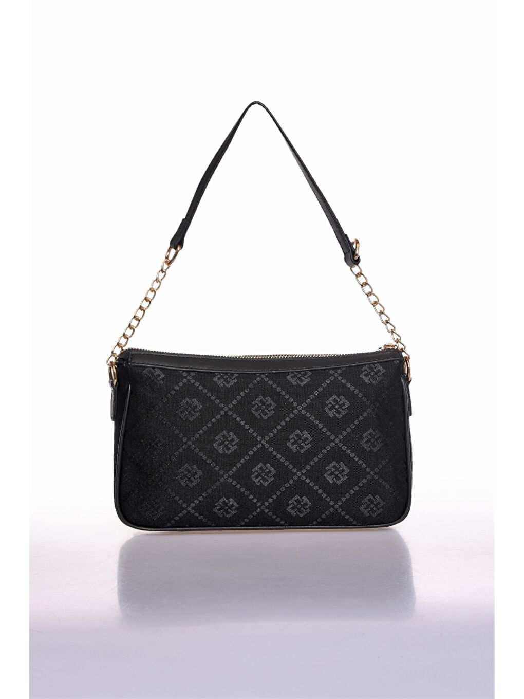 Siyah Desenli Kadın Baget Çanta-2