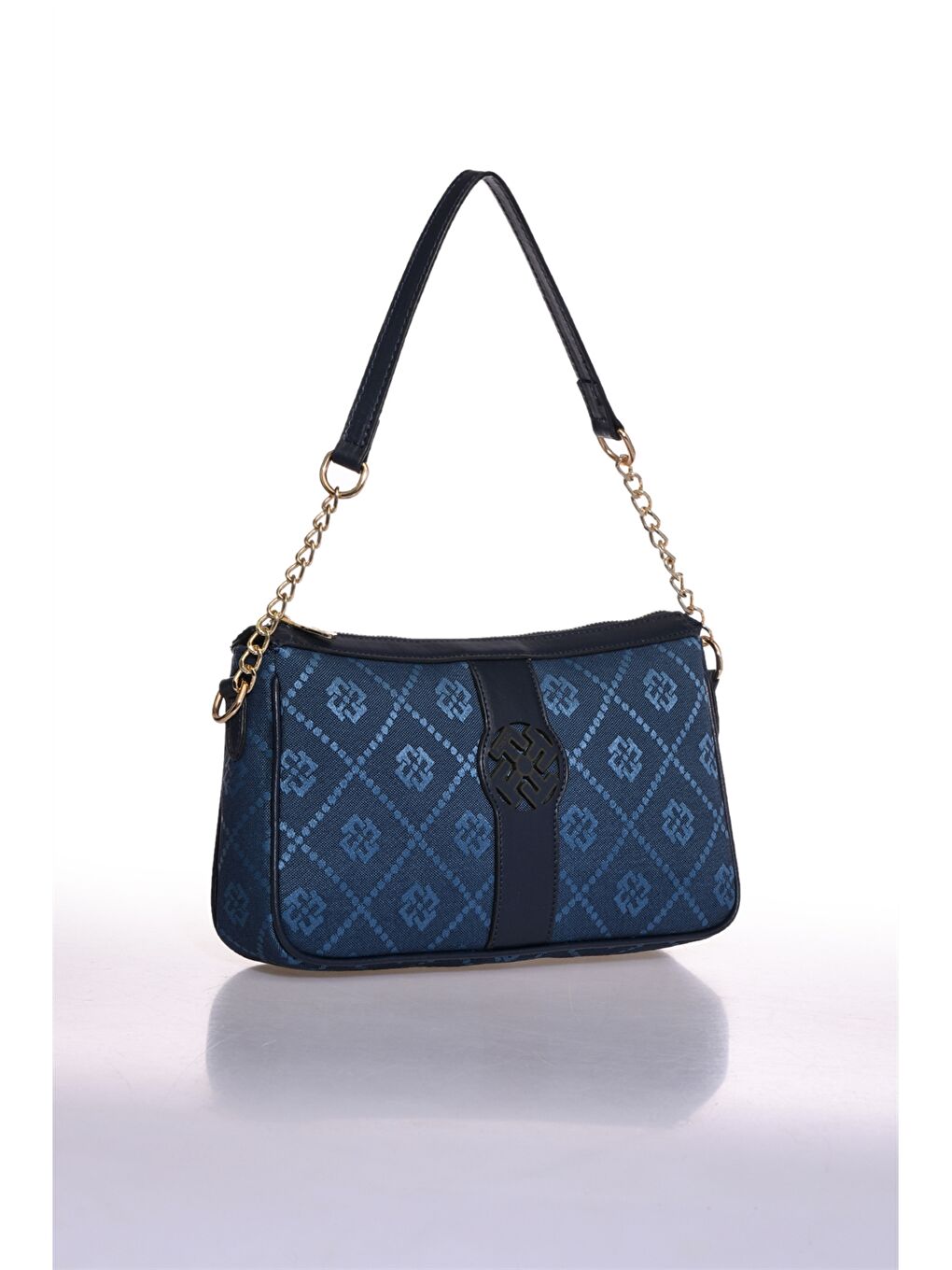 Mavi Desenli Kadın Baget Çanta-1