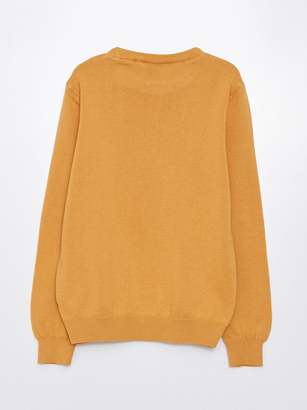 Sarı Bisiklet Yaka Kendinden Desenli Uzun Kollu Erkek Çocuk Kazak-5