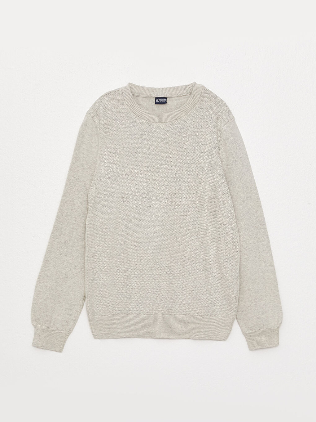 Gri Bisiklet Yaka Kendinden Desenli Uzun Kollu Erkek Çocuk Kazak