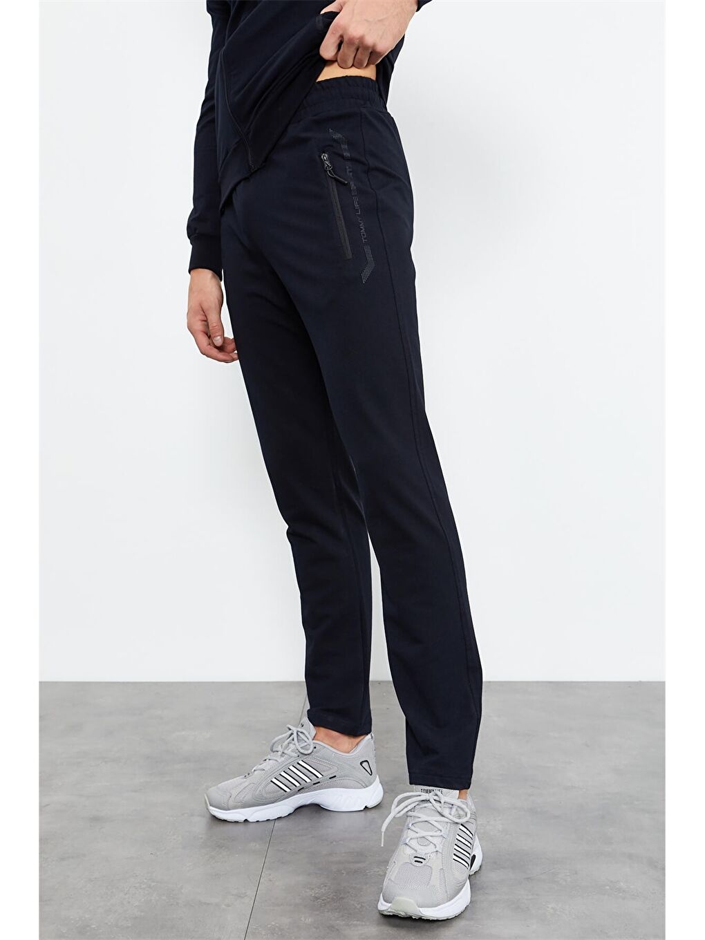 Lacivert Standart Kalıp Dik Yaka Erkek Eşofman Takımı-1