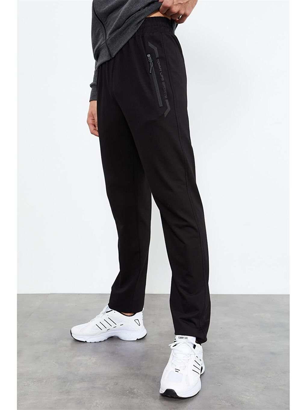 Antrasit Standart Kalıp Dik Yaka Erkek Eşofman Takımı-1