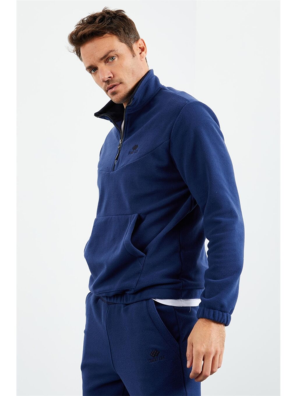 İndigo Standart Kalıp Dik Yaka Erkek Eşofman Takımı-5