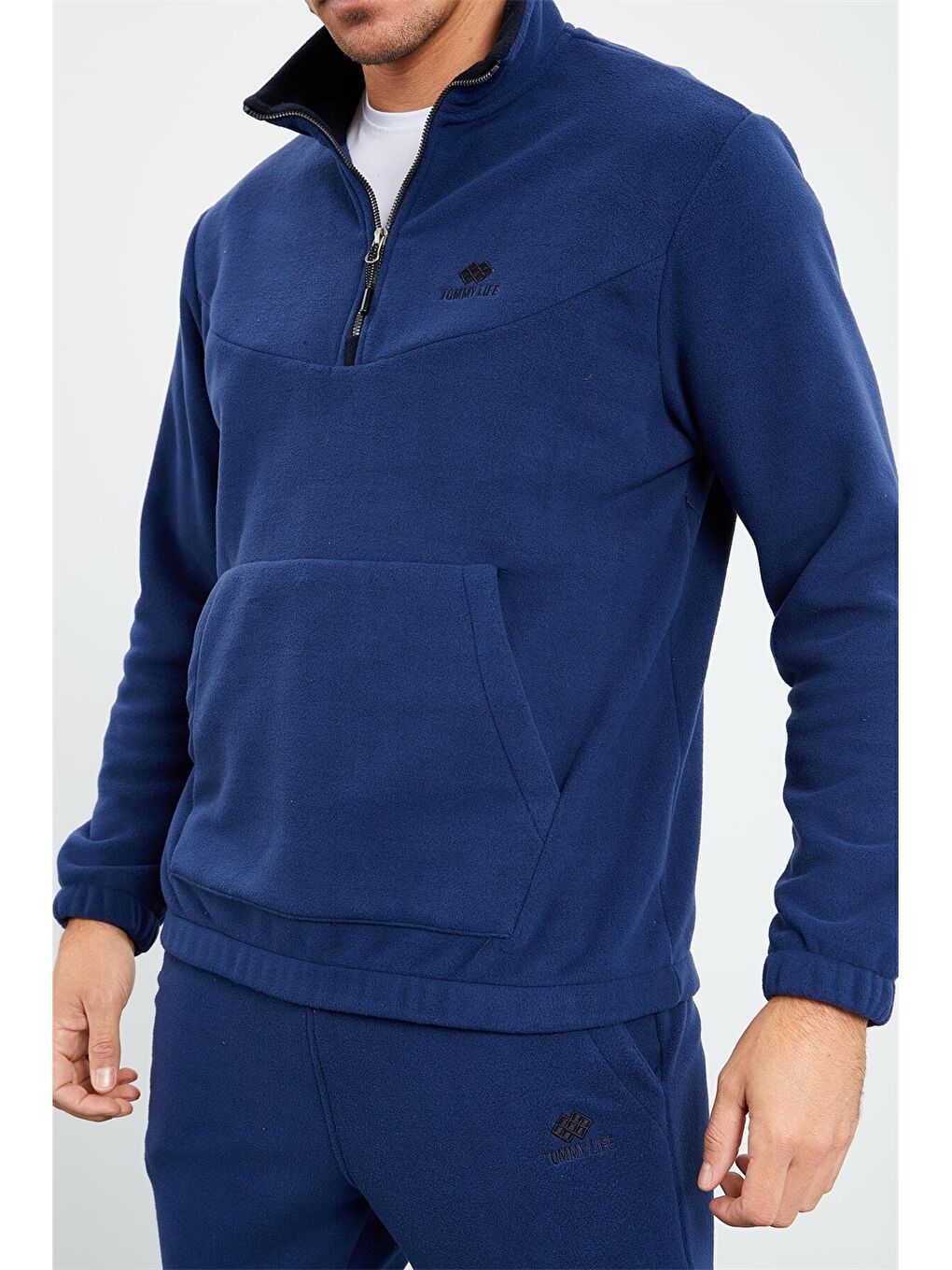 İndigo Standart Kalıp Dik Yaka Erkek Eşofman Takımı-7