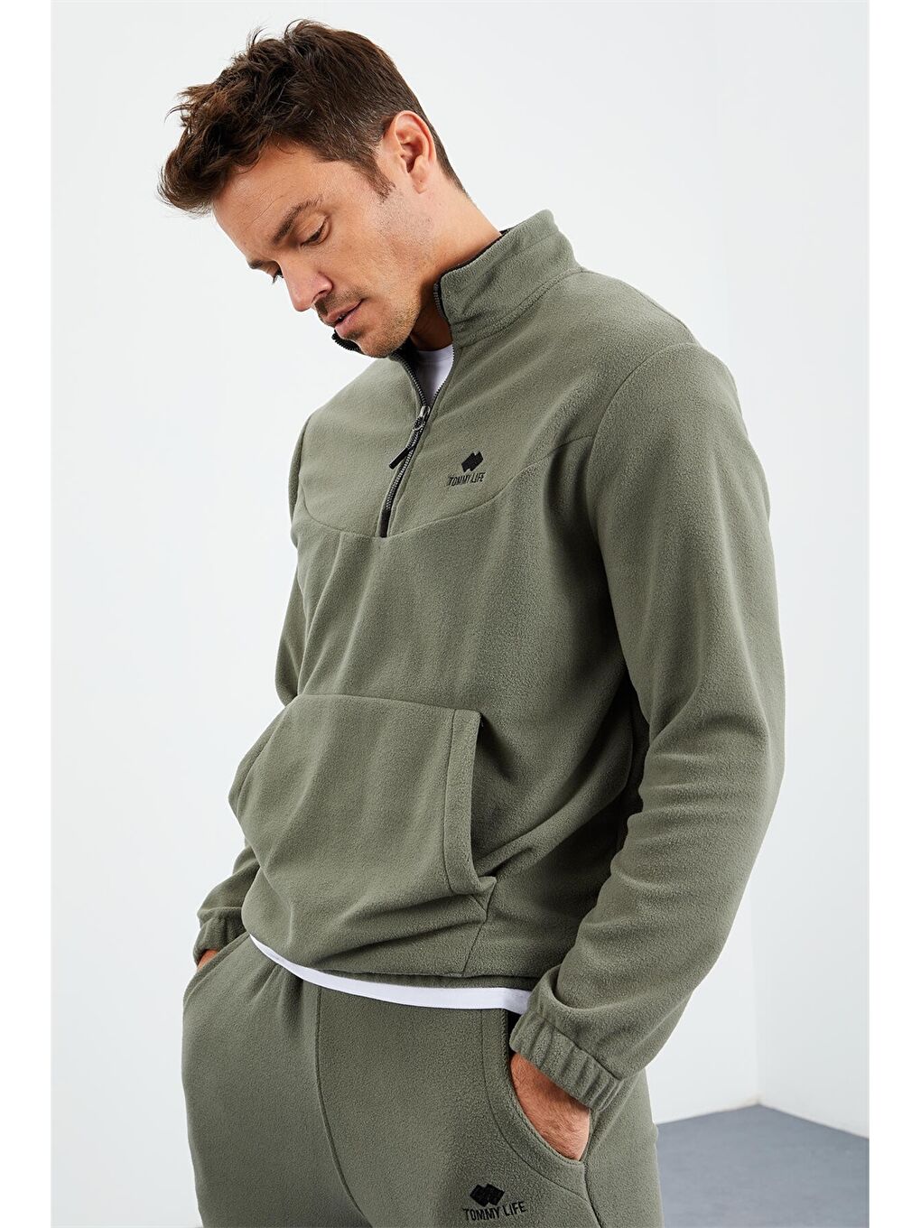 Tommy Life Yeşil Standart Kalıp Dik Yaka Erkek Eşofman Takımı - 2