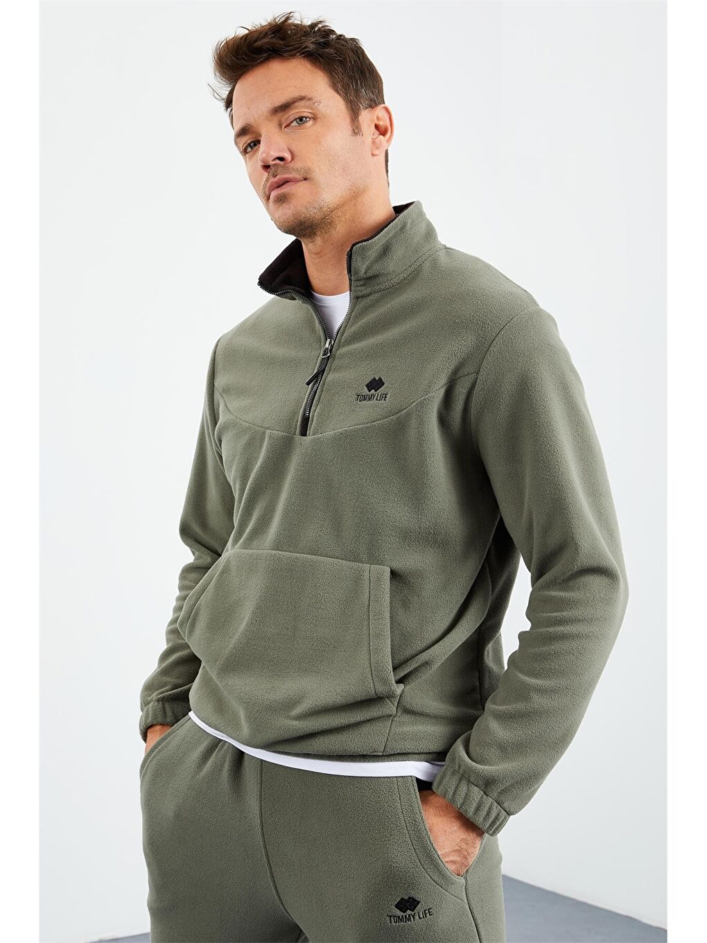 Tommy Life Yeşil Standart Kalıp Dik Yaka Erkek Eşofman Takımı - 5